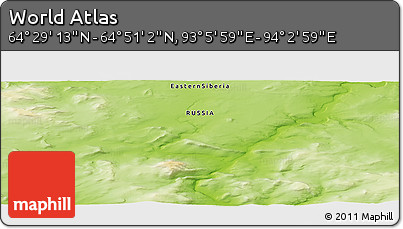 Physical Panoramic Map of the Area around 64° 40' 8" N, 93° 34' 29" E