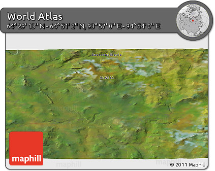 Satellite 3D Map of the Area around 64° 40' 8" N, 94° 25' 30" E