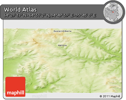 Physical 3D Map of the Area around 64° 40' 8" N, 95° 16' 30" E