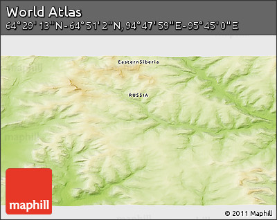 Physical 3D Map of the Area around 64° 40' 8" N, 95° 16' 30" E