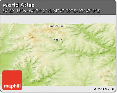 Physical 3D Map of the Area around 64° 40' 8" N, 95° 16' 30" E