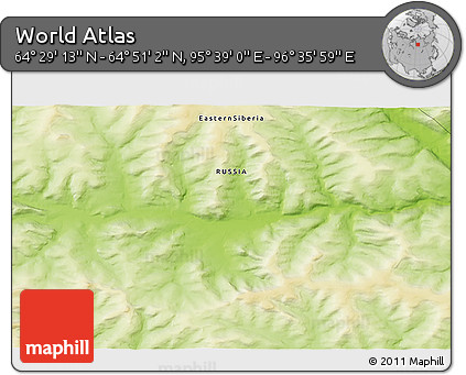 Physical 3D Map of the Area around 64° 40' 8" N, 96° 7' 30" E