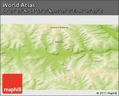 Physical 3D Map of the Area around 64° 40' 8" N, 96° 7' 30" E