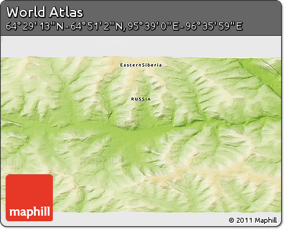 Physical 3D Map of the Area around 64° 40' 8" N, 96° 7' 30" E