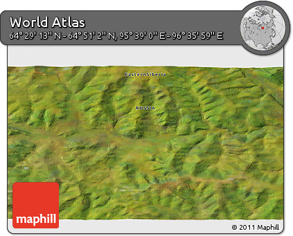 Satellite 3D Map of the Area around 64° 40' 8" N, 96° 7' 30" E