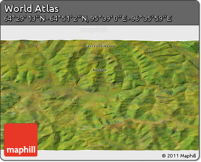 Satellite 3D Map of the Area around 64° 40' 8" N, 96° 7' 30" E