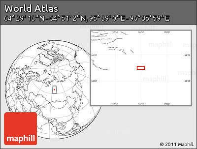 Blank Location Map of the Area around 64° 40' 8" N, 96° 7' 30" E