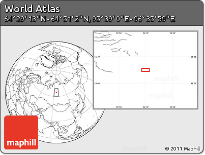 Blank Location Map of the Area around 64° 40' 8" N, 96° 7' 30" E