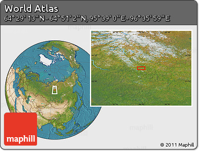 Satellite Location Map of the Area around 64° 40' 8" N, 96° 7' 30" E