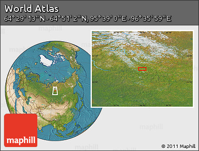Satellite Location Map of the Area around 64° 40' 8" N, 96° 7' 30" E