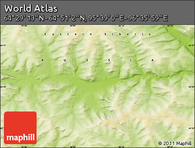 Physical Map of the Area around 64° 40' 8" N, 96° 7' 30" E