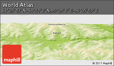 Physical Panoramic Map of the Area around 64° 40' 8" N, 96° 7' 30" E