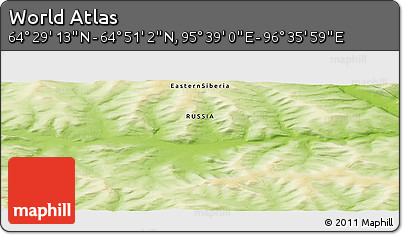 Physical Panoramic Map of the Area around 64° 40' 8" N, 96° 7' 30" E