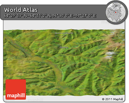 Satellite 3D Map of the Area around 64° 40' 8" N, 96° 58' 29" E