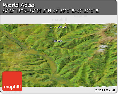 Satellite 3D Map of the Area around 64° 40' 8" N, 96° 58' 29" E
