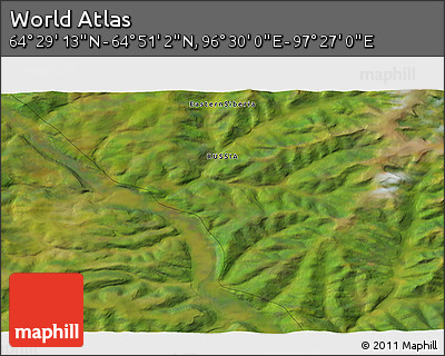 Satellite 3D Map of the Area around 64° 40' 8" N, 96° 58' 29" E