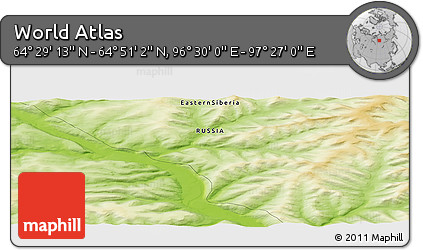 Physical Panoramic Map of the Area around 64° 40' 8" N, 96° 58' 29" E