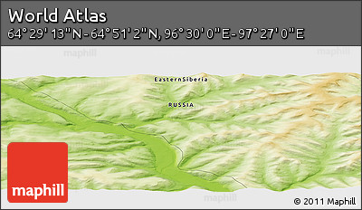 Physical Panoramic Map of the Area around 64° 40' 8" N, 96° 58' 29" E