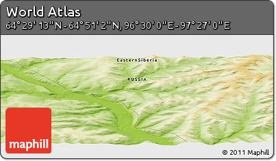 Physical Panoramic Map of the Area around 64° 40' 8" N, 96° 58' 29" E