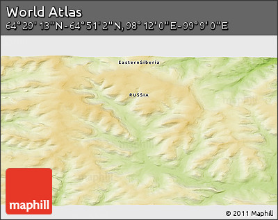 Physical 3D Map of the Area around 64° 40' 8" N, 98° 40' 30" E