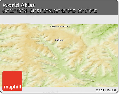 Physical 3D Map of the Area around 64° 40' 8" N, 98° 40' 30" E