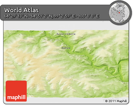 Physical 3D Map of the Area around 64° 40' 8" N, 99° 31' 30" E