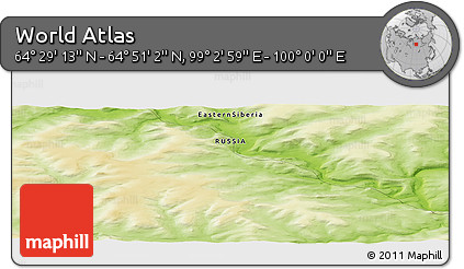 Physical Panoramic Map of the Area around 64° 40' 8" N, 99° 31' 30" E