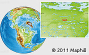 Physical Location Map of the area around 64° 59' 36" N, 100° 13' 29" W