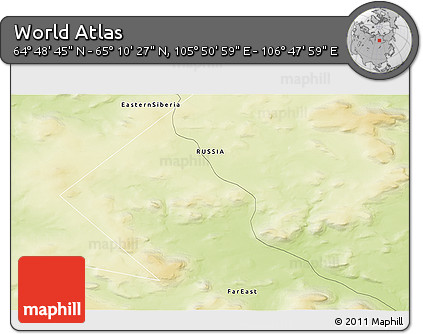 Physical 3D Map of the Area around 64° 59' 36" N, 106° 19' 29" E