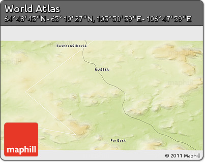 Physical 3D Map of the Area around 64° 59' 36" N, 106° 19' 29" E