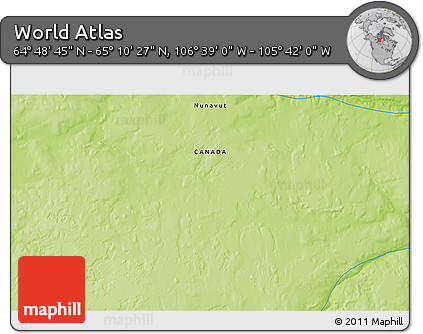 Physical 3D Map of the Area around 64° 59' 36" N, 106° 10' 30" W