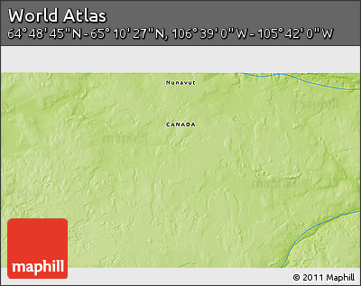 Physical 3D Map of the Area around 64° 59' 36" N, 106° 10' 30" W