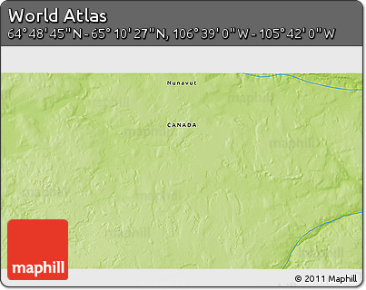 Physical 3D Map of the Area around 64° 59' 36" N, 106° 10' 30" W