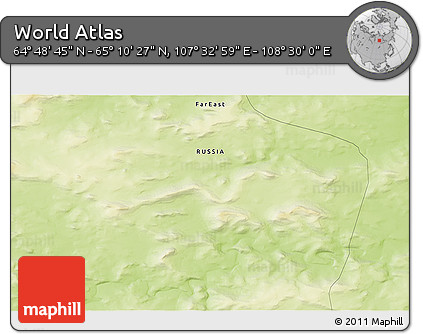 Physical 3D Map of the Area around 64° 59' 36" N, 108° 1' 30" E