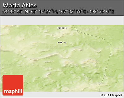 Physical 3D Map of the Area around 64° 59' 36" N, 108° 1' 30" E