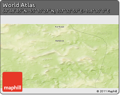 Physical 3D Map of the Area around 64° 59' 36" N, 108° 1' 30" E