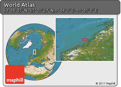 Satellite Location Map of the Area around 64° 59' 36" N, 10° 16' 30" E