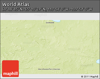 Physical 3D Map of the Area around 64° 59' 36" N, 110° 25' 30" W