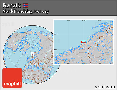 Gray Location Map of Rørvik