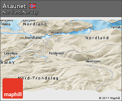 Shaded Relief Panoramic Map of Åsaunet