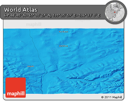Political 3D Map of the Area around 64° 59' 36" N, 136° 4' 29" E