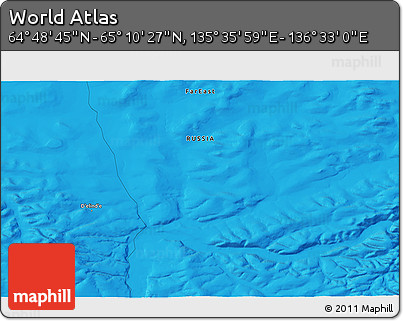 Political 3D Map of the Area around 64° 59' 36" N, 136° 4' 29" E
