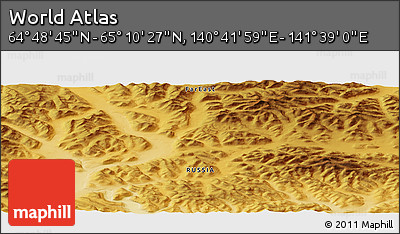 Physical Panoramic Map of the Area around 64° 59' 36" N, 141° 10' 30" E