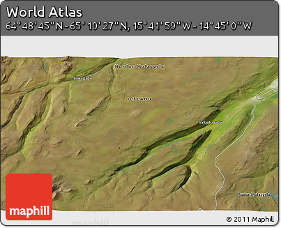 Satellite 3D Map of the Area around 64° 59' 36" N, 15° 13' 29" W