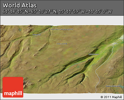 Satellite 3D Map of the Area around 64° 59' 36" N, 15° 13' 29" W