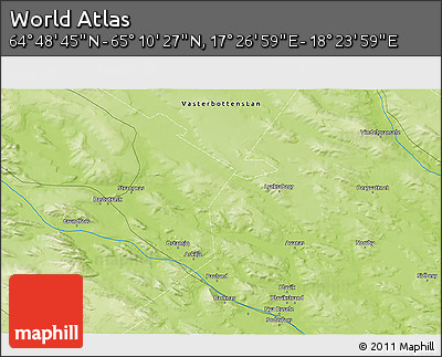 Physical 3D Map of the Area around 64° 59' 36" N, 17° 55' 29" E