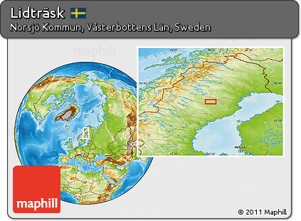 Physical Location Map of Lidträsk