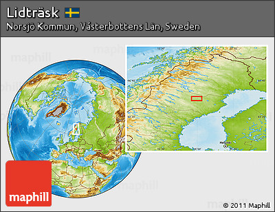 Physical Location Map of Lidträsk
