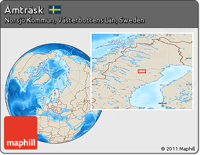 Shaded Relief Location Map of Åmträsk