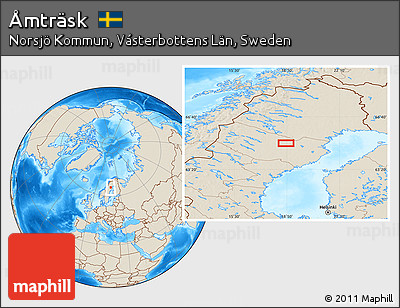 Shaded Relief Location Map of Åmträsk